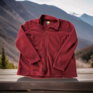 BASS PRO SHOPS FLEECE JACKET MENS SIZE 2XL FULL ZIP RED EUC